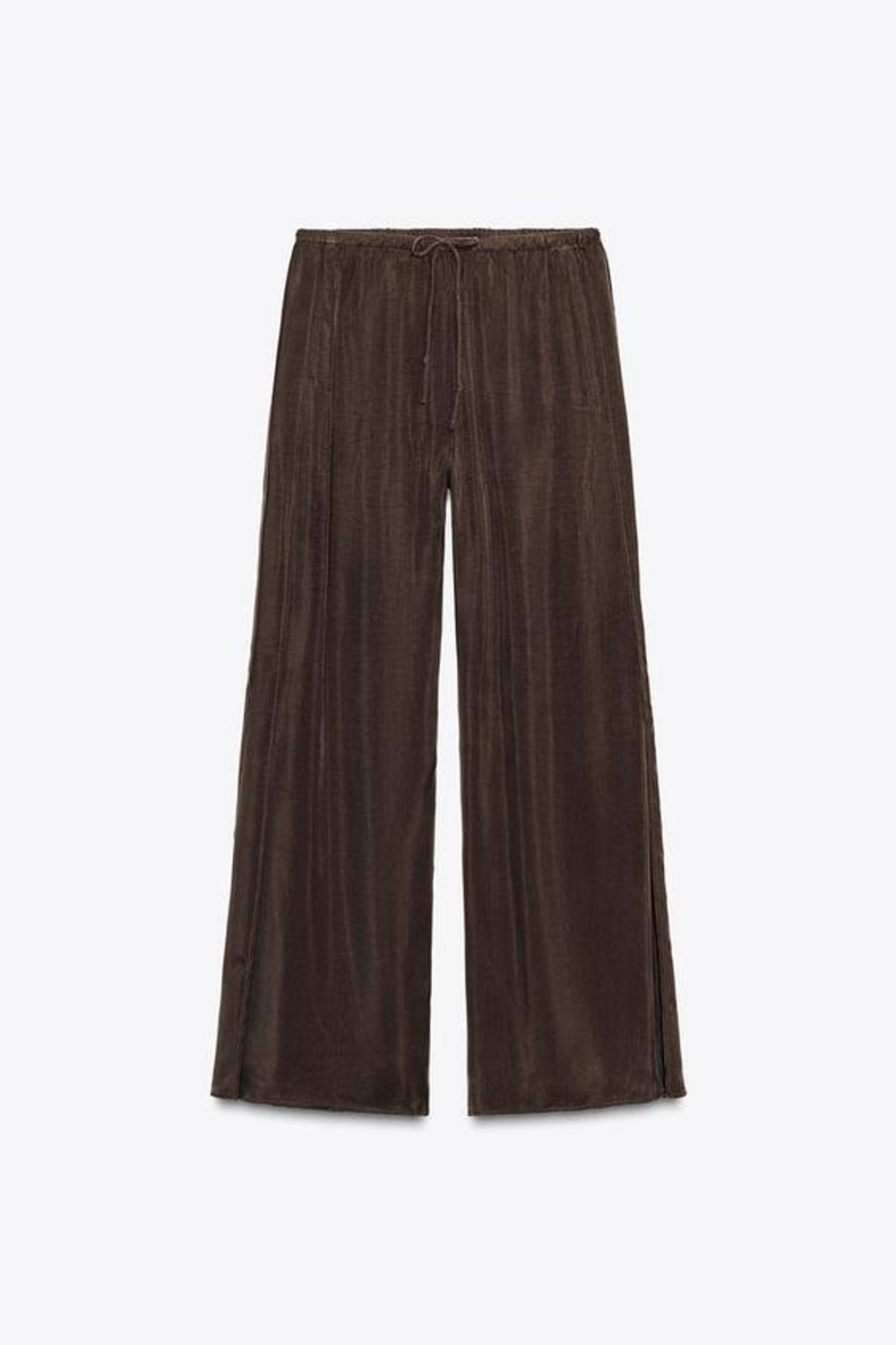 ZARA БРЮКИ С РАЗРЕЗАМИ — ZW COLLECTION, ТЕМНО-КОРИЧНЕВЫЙ