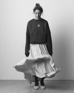 Silk A-line Skirt Silver