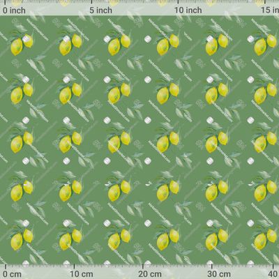 Акварельные сочные лимоны на зеленом фоне by lena.livaya 909 DPI