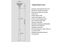 Светильники парковые уличные 40вт 515x470мм