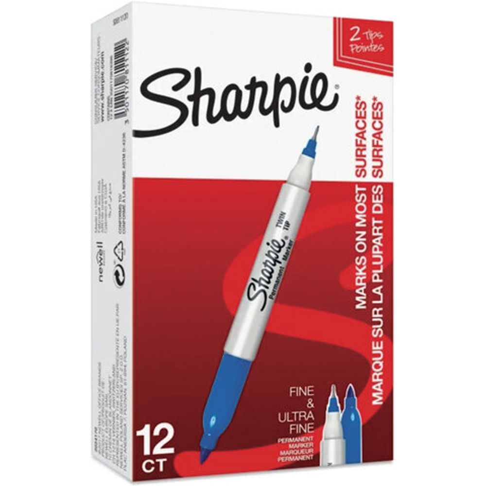 Маркер перманентный двусторонний SHARPIE (США) СИНИЙ, "Twin Tip", наконечники 0,9 / 0,5 мм, S0811120