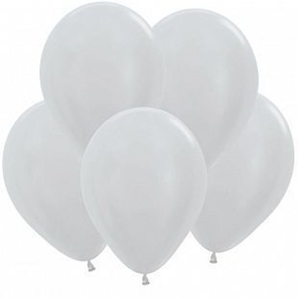 S Шар 10"/25 см перламутр, серебро / Silver (БГ-15)  Изображение2