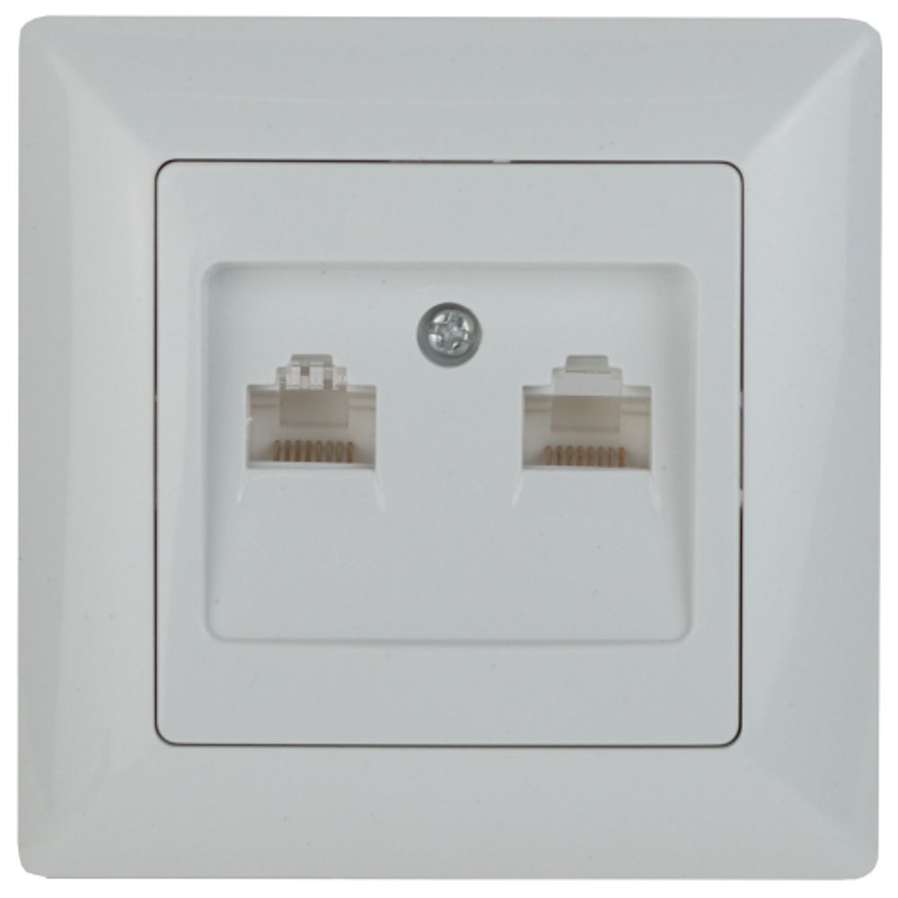 Розетка Intro Solo 4-304-01 информационная двойная 2xRJ45, СУ, белый