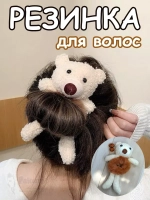 Резинка для волос пушистая детская женская мишка