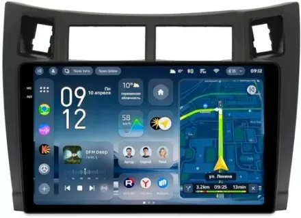 Магнитола для Toyota Vitz 2, Yaris 2 2005-2011 (рамка черная) - Teyes CC4-PRO монитор 9.5" 2K QLED на Android 13, Snapdragon 778G, AI, CarPlay, DSP, 4G SIM-слот