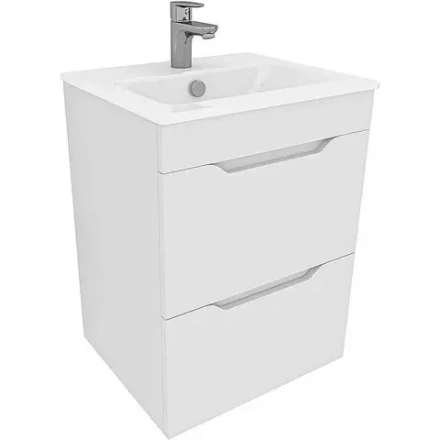 Тумба с раковиной Aquanet Практика 50 белый матовый (2 ящика)