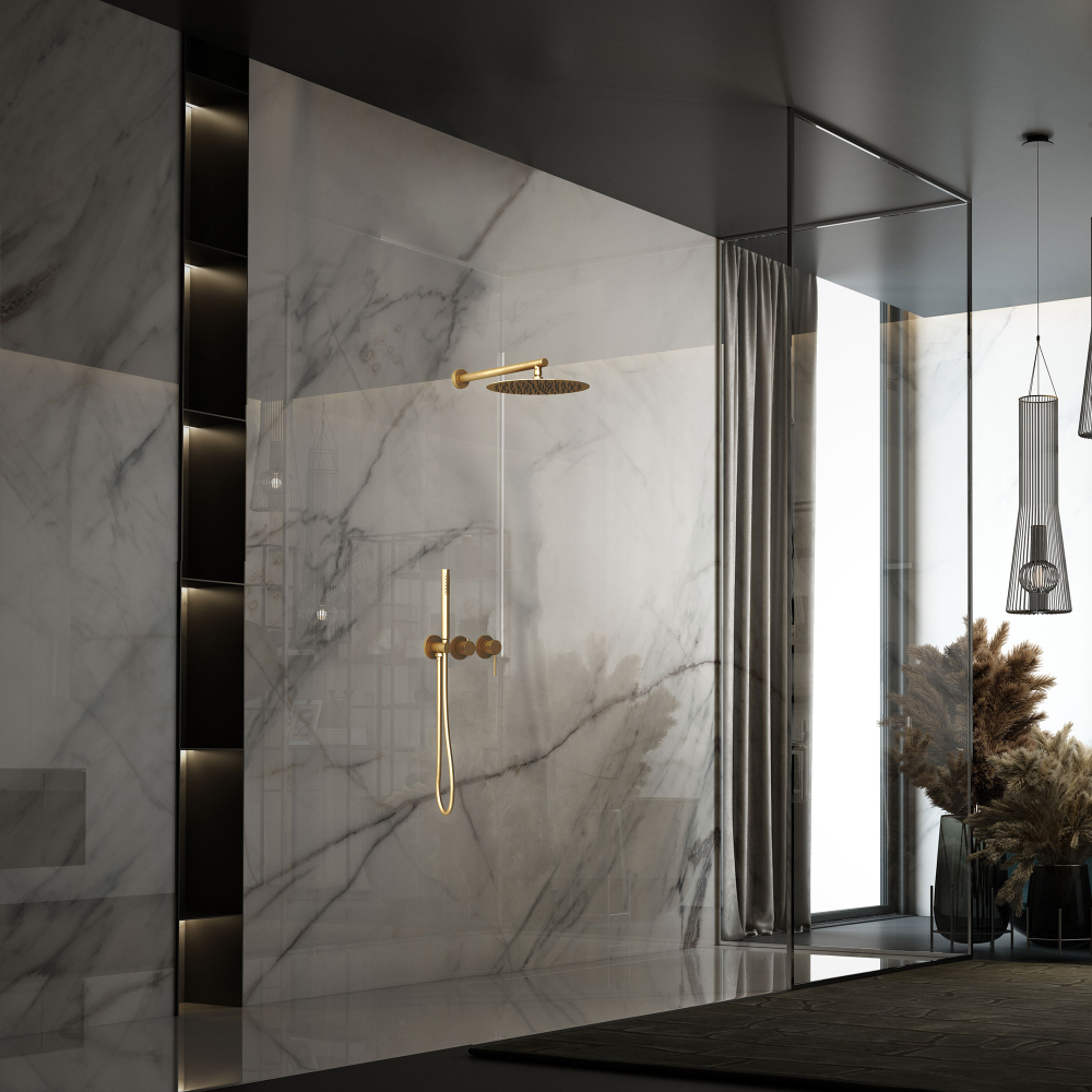 Душевой комплект Vincea Groove VSFW-4G01BG4 встраиваемый, 2 режима, 30см верх душ, брашированное золото