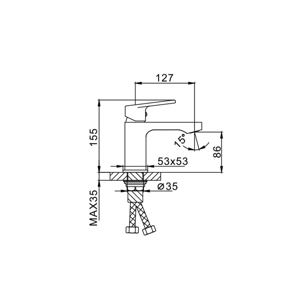 Смеситель для раковины 35к F1046 FRAP б/отв (литой, п/гайку, хром, латунь)