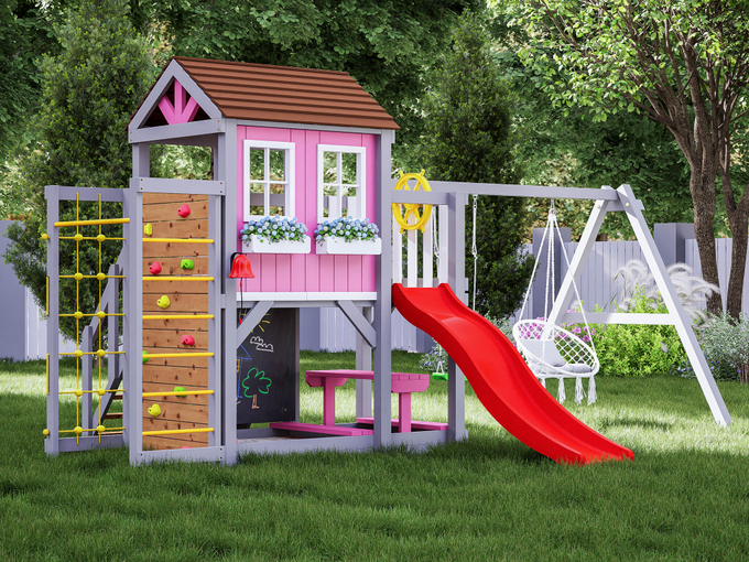 Детский домик с качелями "Прованс - спорт плюс"
