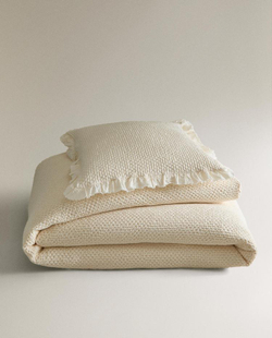 ZARA HOME ДЕТСКОЕ ХЛОПКОВОЕ ПОКРЫВАЛО, ЭКРЮ