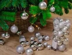 Набор пластиковых шаров Стиль mix, серебро, 30 шт, Kaemingk (022901)