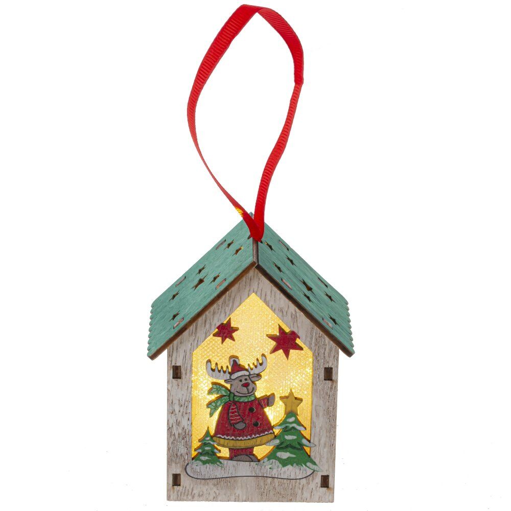 GAEM Изделие декоративное подвесное "Домик" с подсветкой (3хLR1130), L7 W5,5 H9 см, 3в.