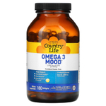 Country Life, Omega 3 Mood, с натуральным вкусом лимона, 180 мягких желатиновых капсул