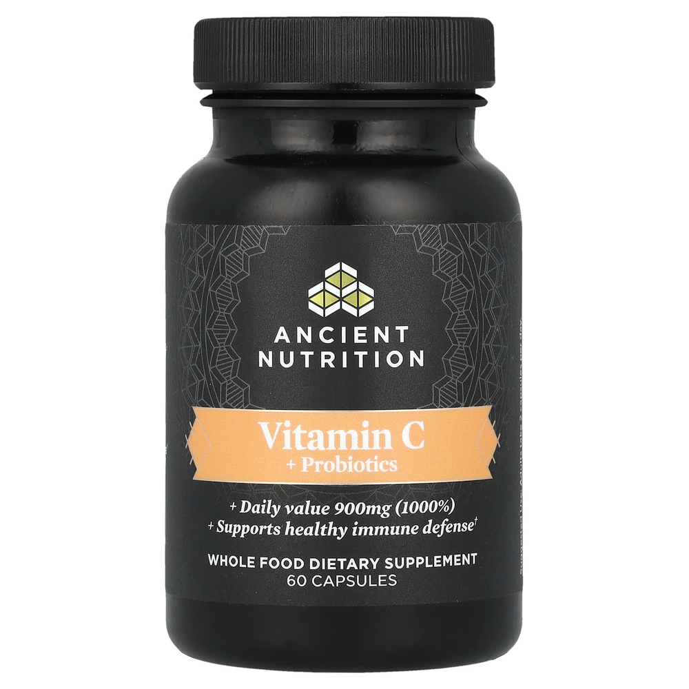Ancient Nutrition, витамин C с пробиотиками, 60 капсул