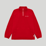 Drawstring Half-Zipped Sweatshirt Red High