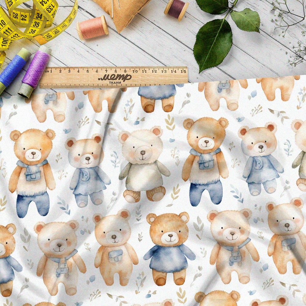 Ткань премиум дюспо семья игрушечных медведей