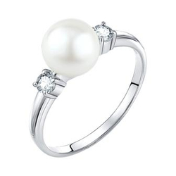 Кольцо из серебра с жемчугом