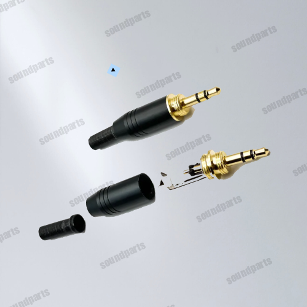 Mini Jack 3,5 mm с наружной резьбой (Черный) + переходник 6.3