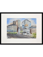 Картина авторская акварельная в паспарту 30х40 см на стену для интерьера "Белая площадь"