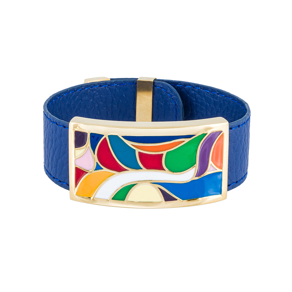 Браслет Fiore Luna на синем кожаном ремешке CB13600-14