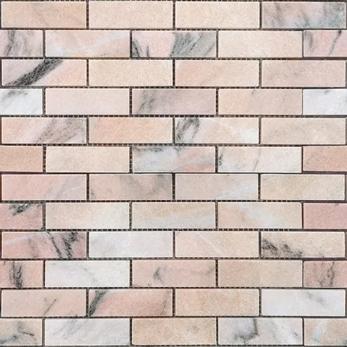 Мозаика из натурального камня Rosa Salmone POL 23x73x7 Pietrine 7 mm розовый серый