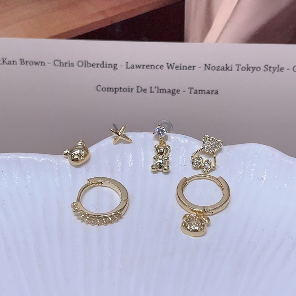 Набор сережек, 3 пары &quot;Bear Ring&quot;