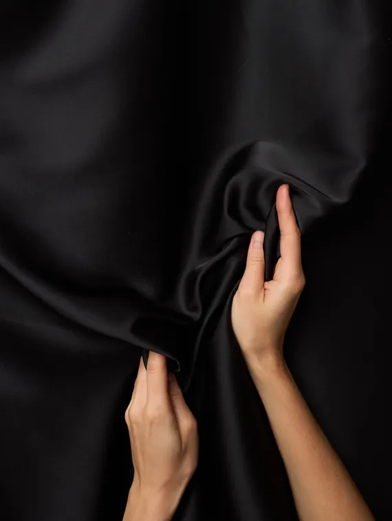 Шелк искусственный стрейч, арт. 2207, Китай, черный