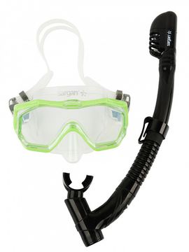 Набор детский маска+трубка в сумке Sargan Панорама-А kids прозрачный/зеленый/черный