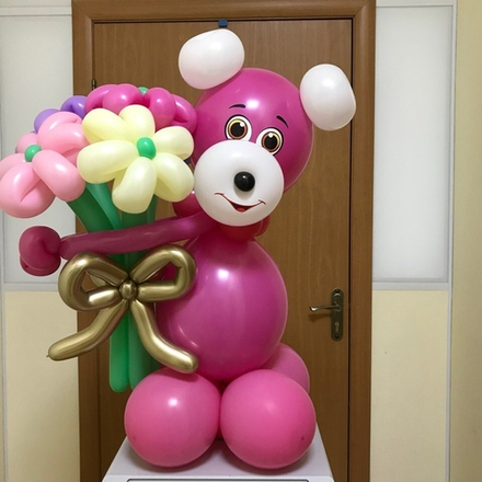 Фигура из шаров Мишка малиновый