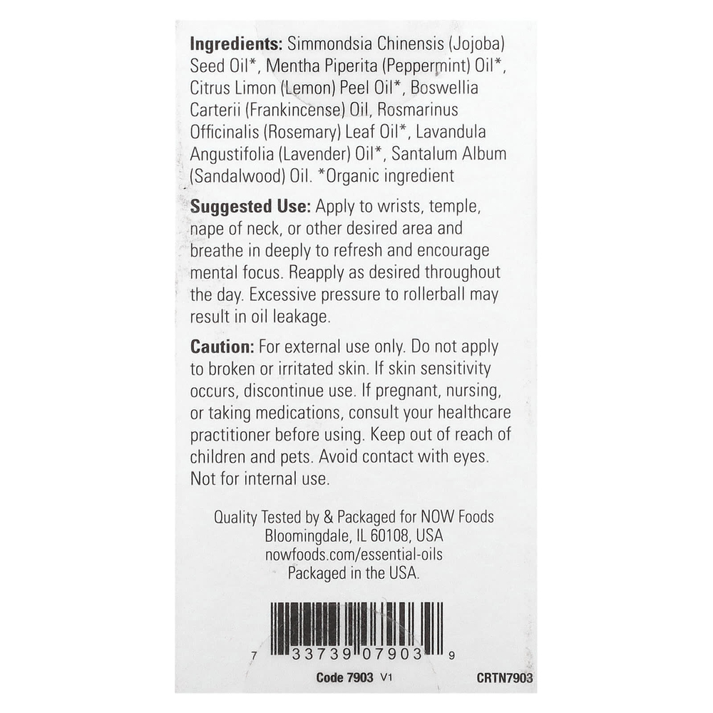 NOW Foods, Эфирные масла, роллер Mind That Energy, 1/3 жидкой унции (10 мл)