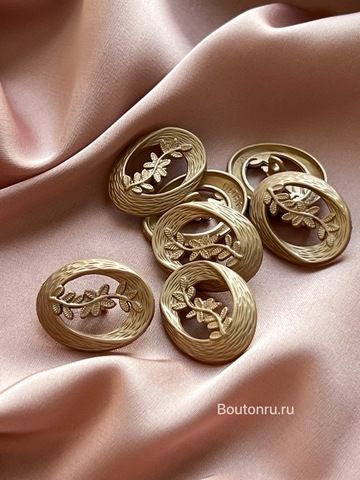 Пуговицы овальные с ветвью матовое золото