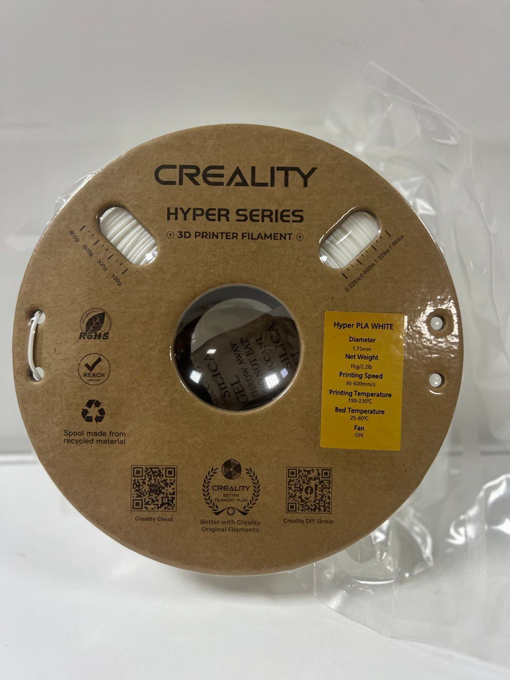Катушка Hyper PLA-пластика Creality 1.75 мм 1.0кг., белый