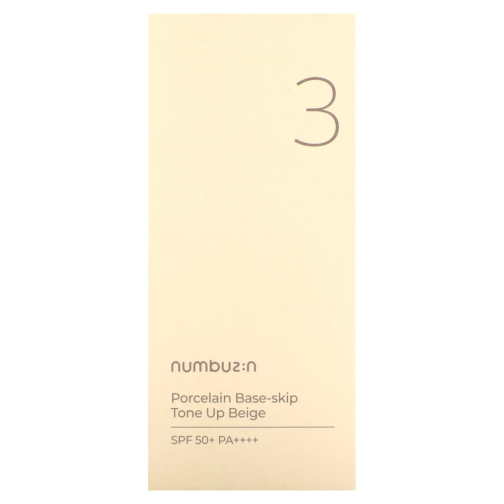 Numbuzin, No.3 Porcelain Base-Skip, бежевый тон, SPF 50+ PA ++++, 50 мл (1,69 жидк. унц.)