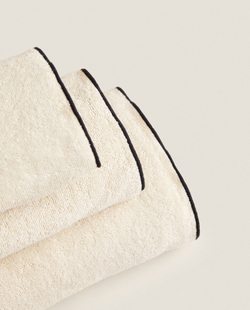 ZARA HOME ПОЛОТЕНЦЕ ИЗ ХЛОПКА, ПЕСОЧНЫЙ/ЧЕРНЫЙ