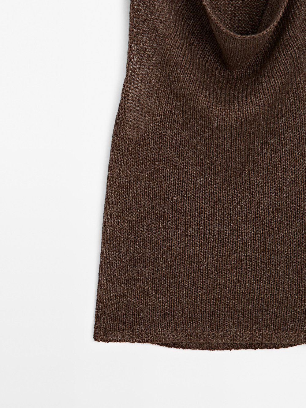 Massimo Dutti Вязаный топ-халтер из смесовой льняной ткани, коричневый