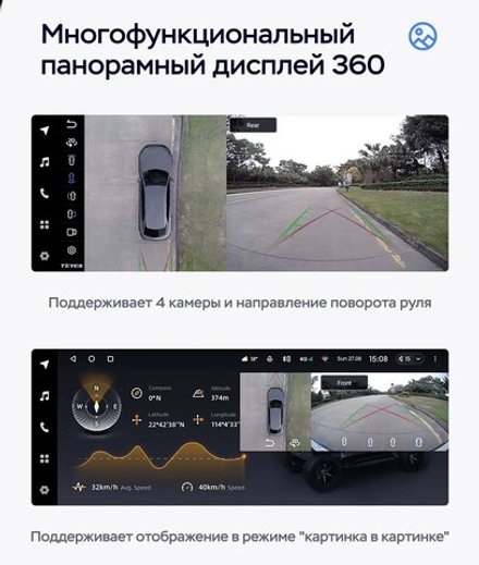Магнитола для Hyundai Santa Fe 2006-2012 (3 и 4 кнопки) - Teyes LUX ONE 360 монитор 12.3", Android 10, ТОП процессор, CarPlay, 4G SIM-слот, 6/128 ГБ, 4 камеры в комплекте