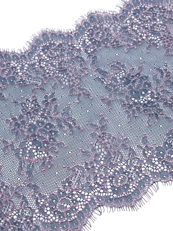 01-11 Кружево шантильи 21 см, сапфир/пудра