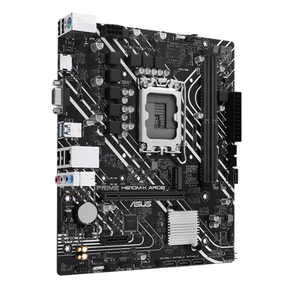 Материнская плата ASUS PRIME  H610M-K ARGB, LGA1700 2xDDR5 4xSATA3 M.2 VGA HDMI mATX