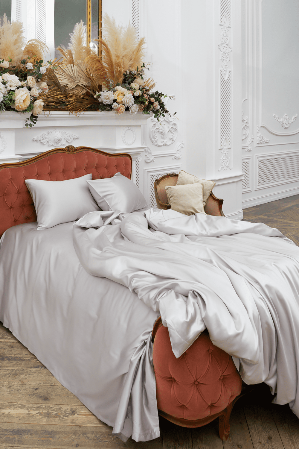 Постельное белье семейное German Grass Silk Bliss Silvery Grey