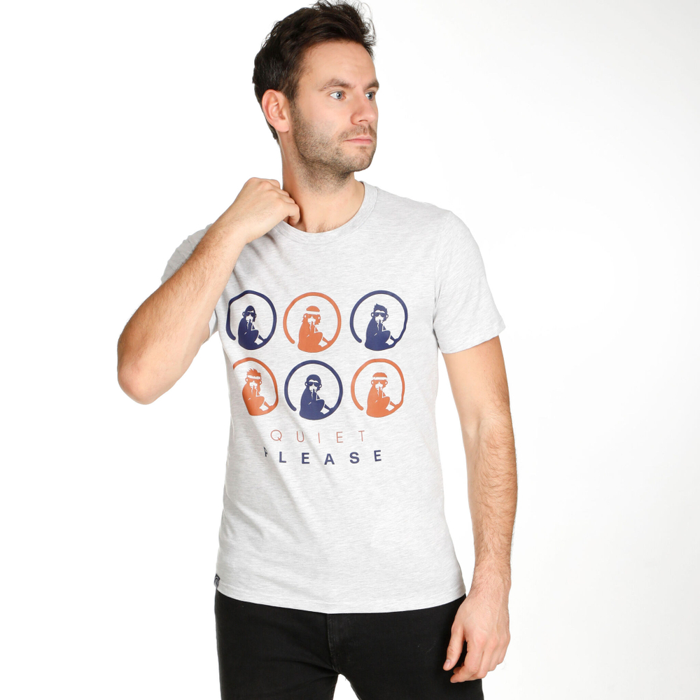 Мужское теннисное поло Quiet Please Retro Monkey T-Shirt Men - Lightgrey, Multicoloured