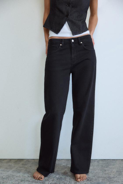 ZARA ДЖИНСЫ TRF SLOUCHY СО СРЕДНЕЙ ПОСАДКОЙ, ЧЕРНЫЙ