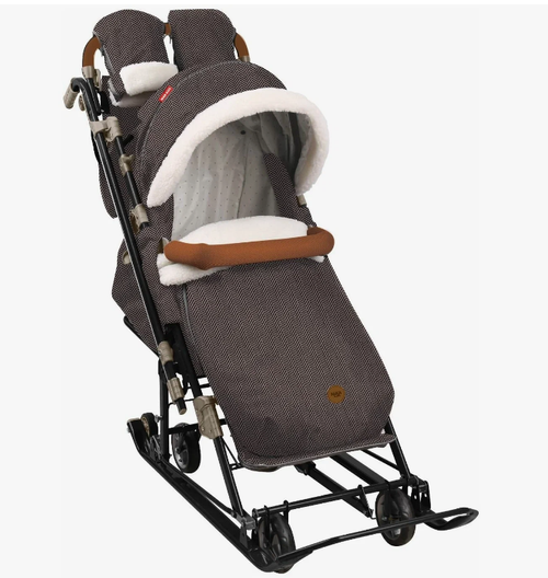 Санки-коляска Nika НД7-8К/2  в елочку коричневый