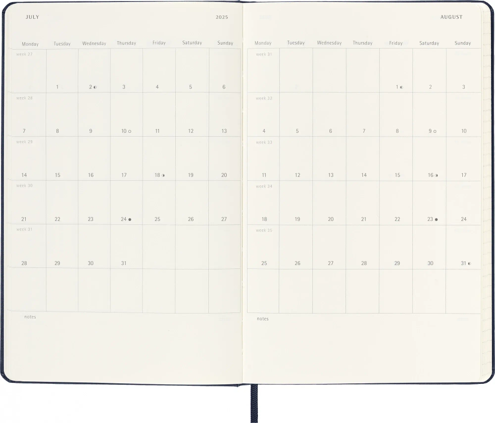 Еженедельник 2025-2026 Moleskine Academic WKNT (DHB2018WN3) 13х21см, твердая обложка, синий сапфир