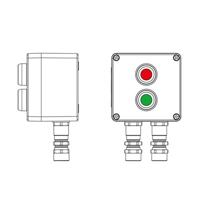 Взрывозащищенный пост управления из полиэстера CPE-P-03-(1xP1G(11)-1xP1R(11))-2xKA2MHK(C)1Ex d e IIC Т5 Gb / Ex tb IIIC T95°C Db IP66/КЗ