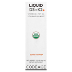 Codeage, жидкие витамины D3 и K2, без добавок, 29,6 мл (1 жидк. унция)