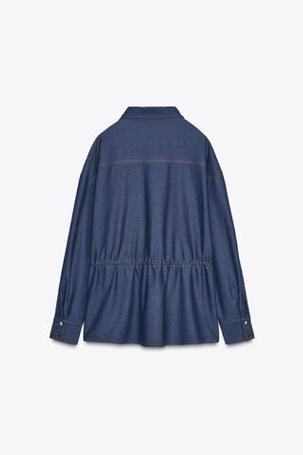 ZARA РУБАШКА-САФАРИ С ДЛИННЫМИ РУКАВАМИ, ИНДИГО