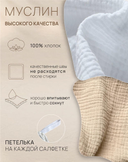 Салфетки из муслина 30*30 (набор 2шт)