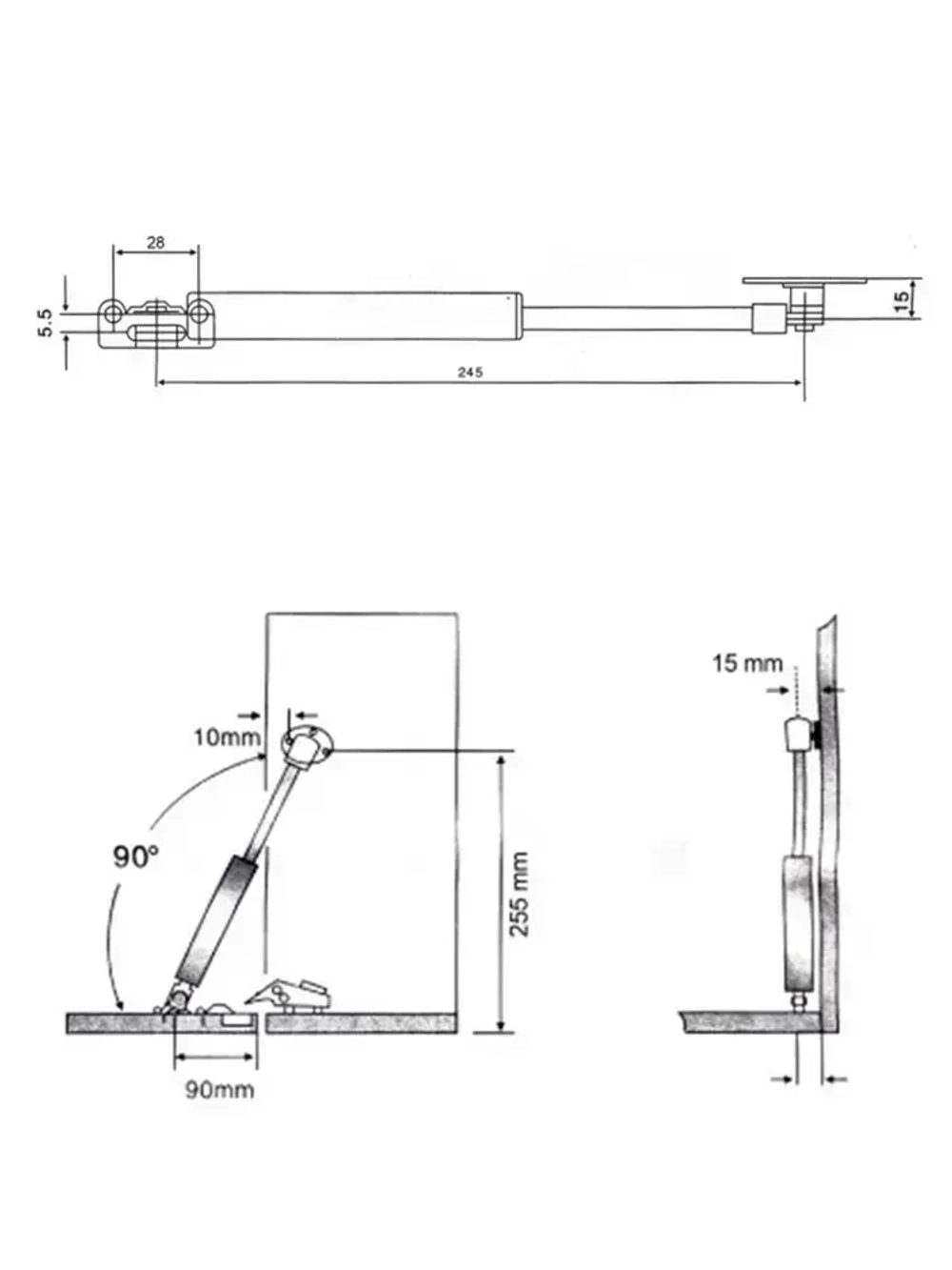 Газлифт мебельный усилие 80 N - 8 кг / 2 шт
