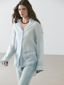 Massimo Dutti Рубашка свободного кроя с рубашечным воротником, небесно-голубой