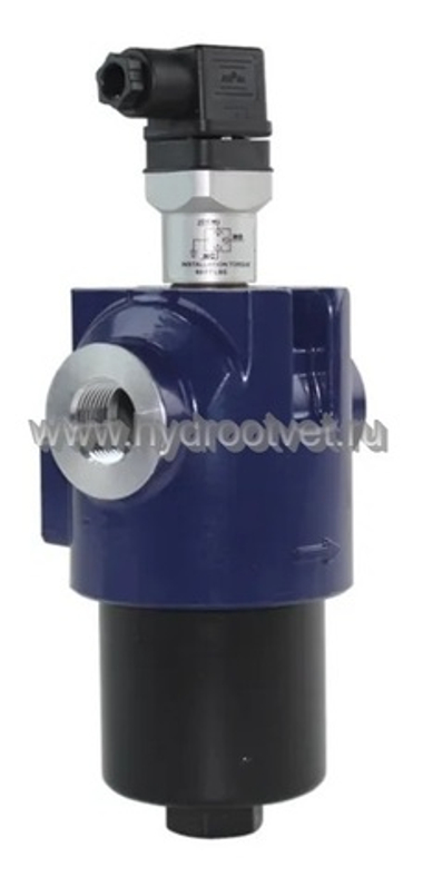 WKLFBN/HC60IC10D1.1/-L24 - Линейный фильтр гидравлический одинарный модели LF тонкость фильтрации 10 мкм, типоразмер 60, вид присоединения: резьба G3/4, материал корпуса - алюминий, рабочее давление до 100 бар, визуально-электрический (лампа с напряжением 24В) индикатор загрязнения
